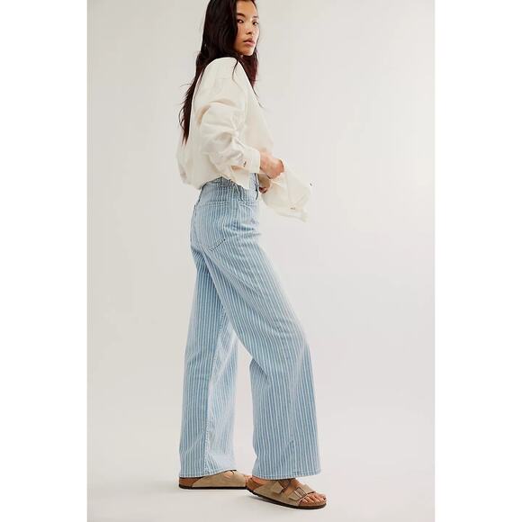 NEW Mother high-waisted spinner zip skimp lined up wide-leg jeans size 30 - Picture 2 of 8